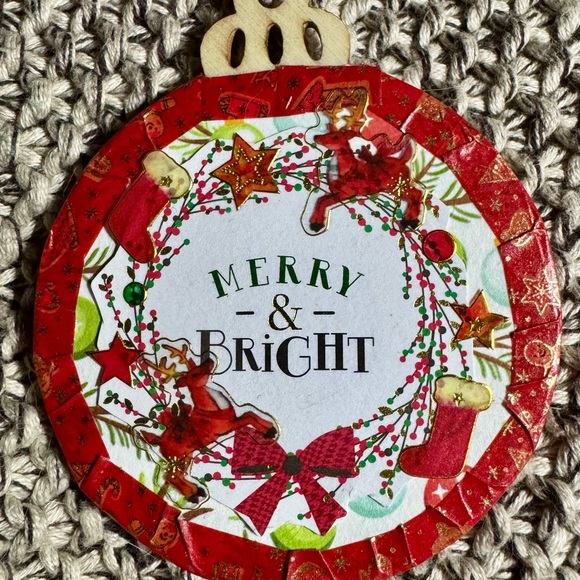 A set of 4 new unique handmade 3x3” wooden Christmas tree hanging ornaments $40 - Picture 6 of 13